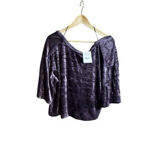 We The Free Women Top Xs Purple Plum Shirt Doran Crushed Velvet Short Sleeve Tee